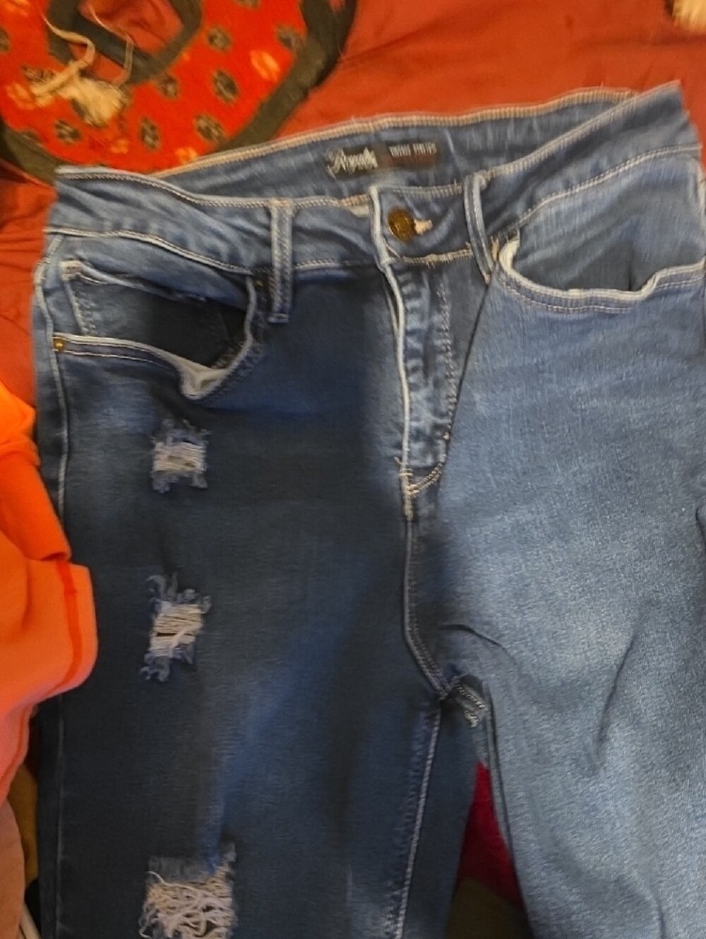 Royalty For Me Dark Blue Distressed Boyfriend Jeans - Picture 3 of 4